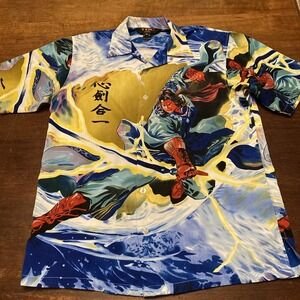 TDC Brand Vintage Shirt Mens Medium Japanese Anime‎ Samurai Button Down